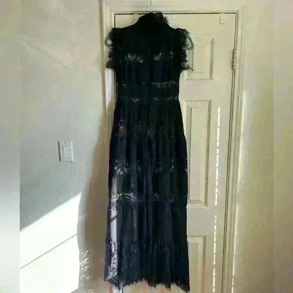 NWT Laklook Black Lace Tiered Maxi Dress - Picture 3 of 8